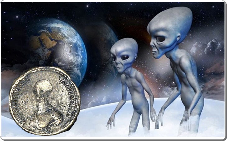 Người ngoài hành tinh xuất hiện trên đồng tiền cổ